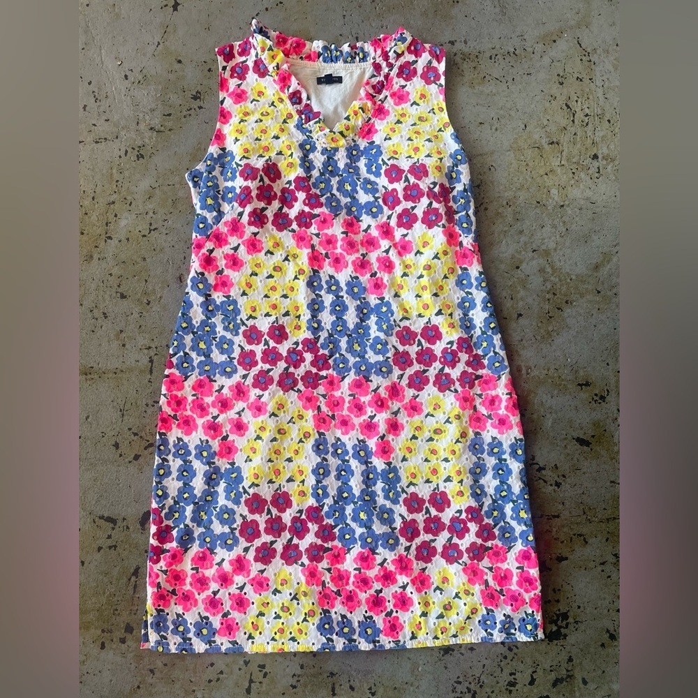 Talbots Womenβs Neon Bright Colored Floral Eyelet Cotton Sleeveless Dress Sz 12